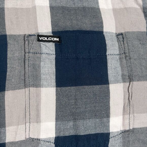 Volcom Blue/White Plaid Button Down Casual Long Sleeve Shirt Men's Size Medium - Picture 5 of 9